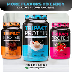 Nutrology TripAct whey protein close-up emphasizes high-quality protein source.