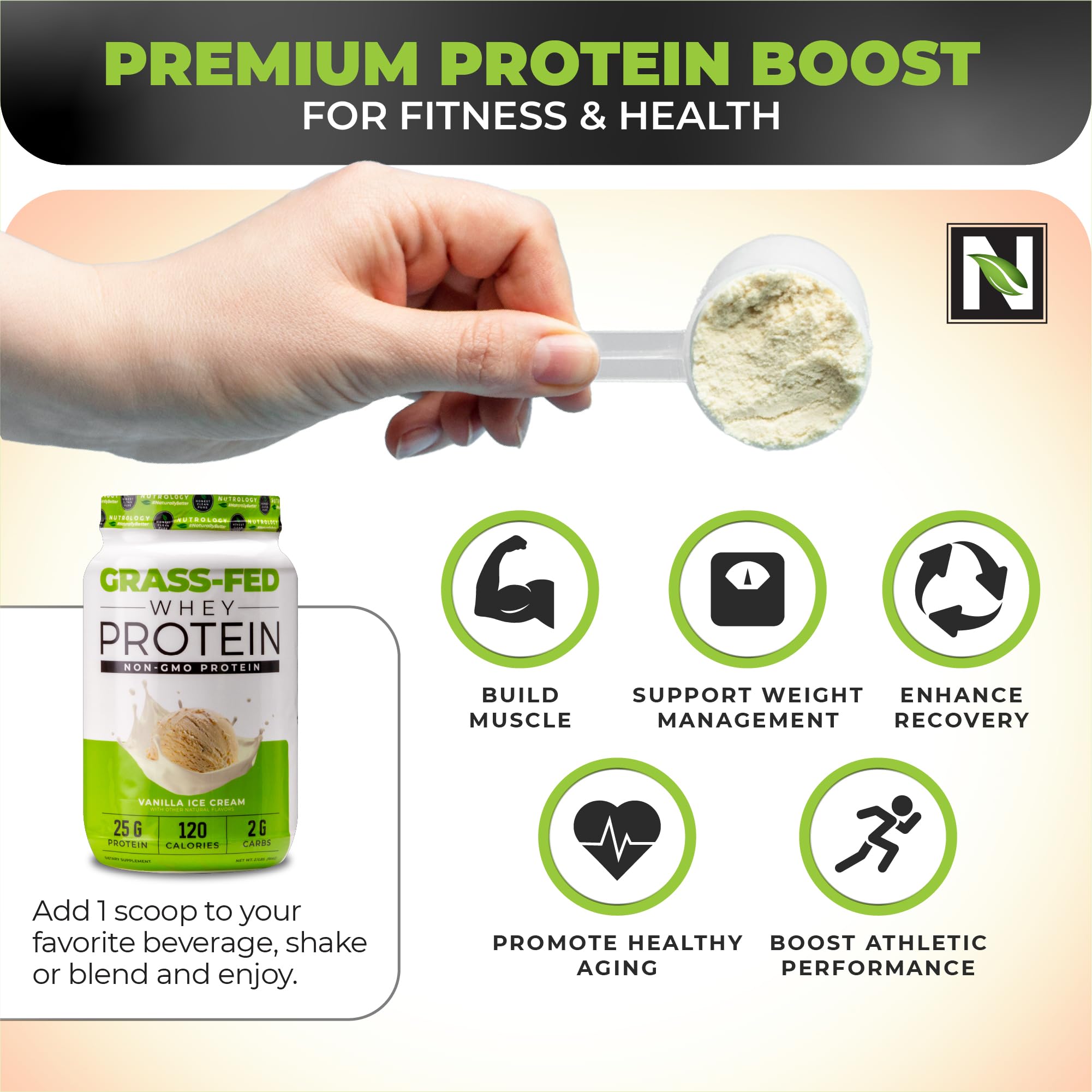 Nutrology Whey powder ready for baking or blending recipes