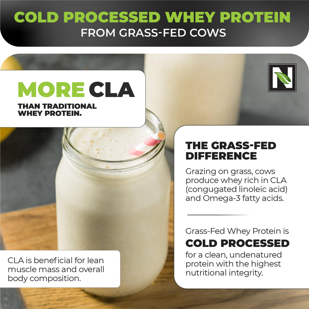 Nutrology Whey Powder poured into a glass for a shake