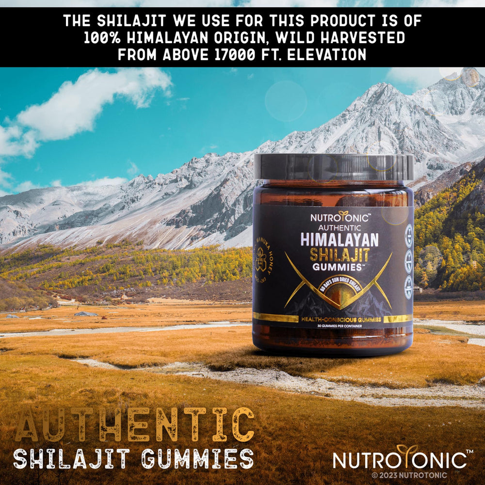 NutroTonic Shilajit Gummies with organic manuka honey ingredients.