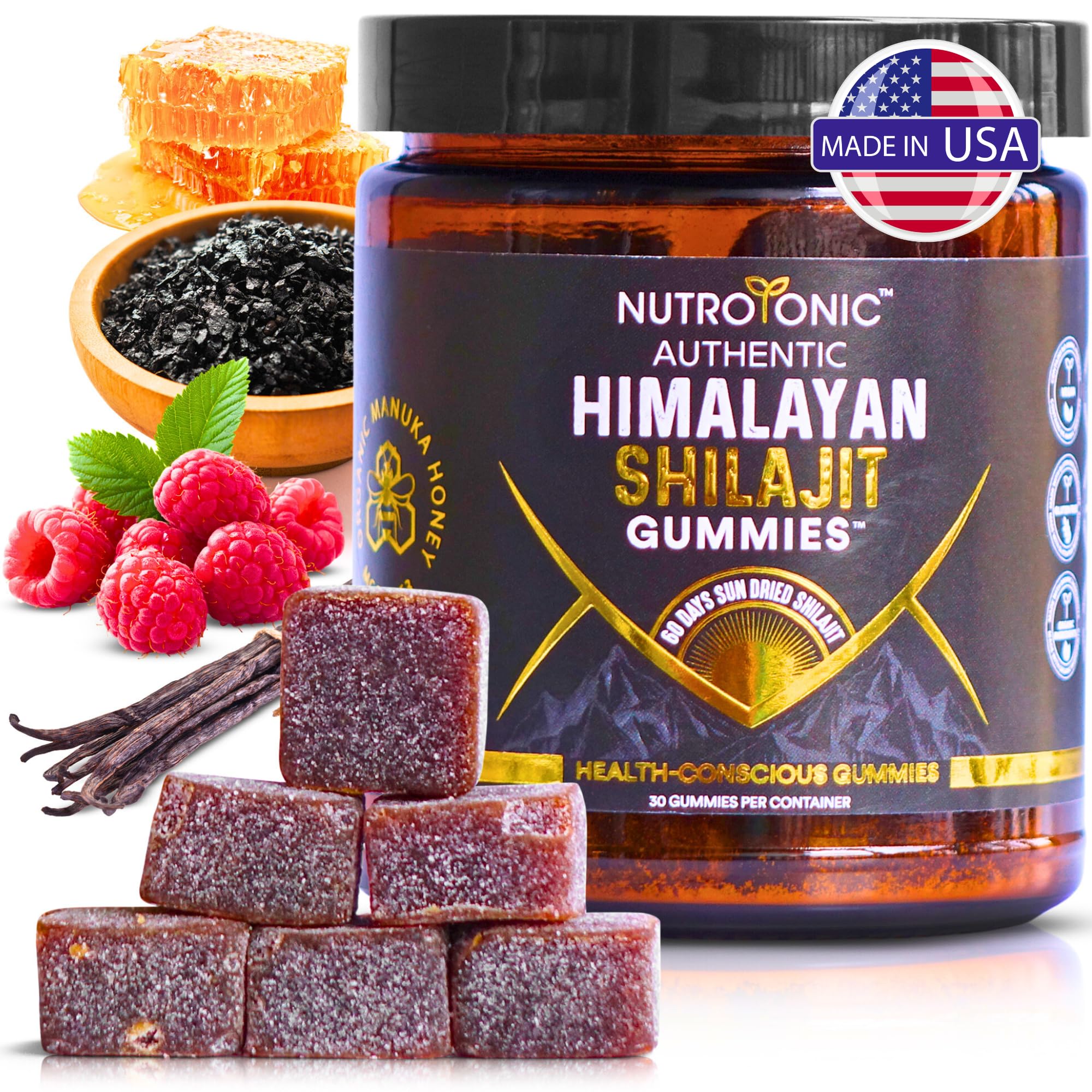 NutroTonic Shilajit Gummies bottle for daily wellness.