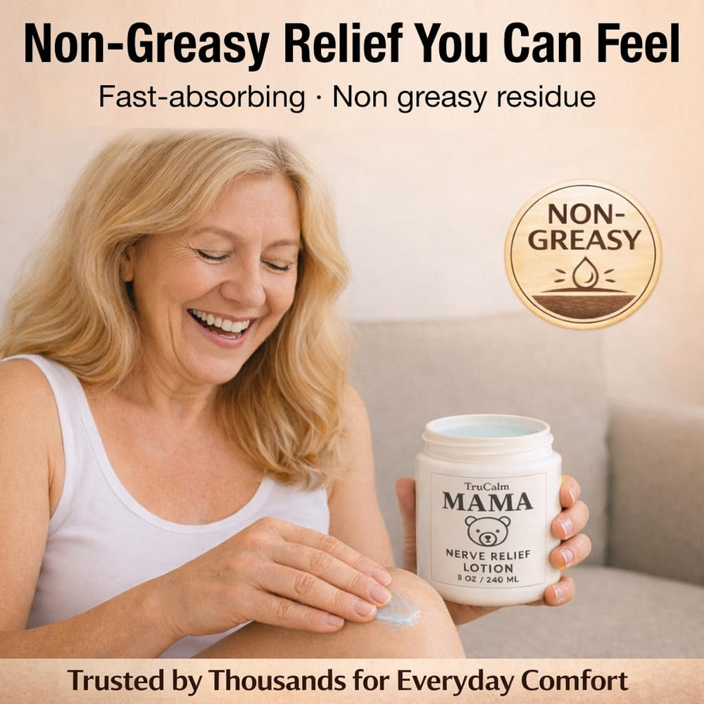 Nuturna Mama Lotion on feet and toes supports daily comfort.