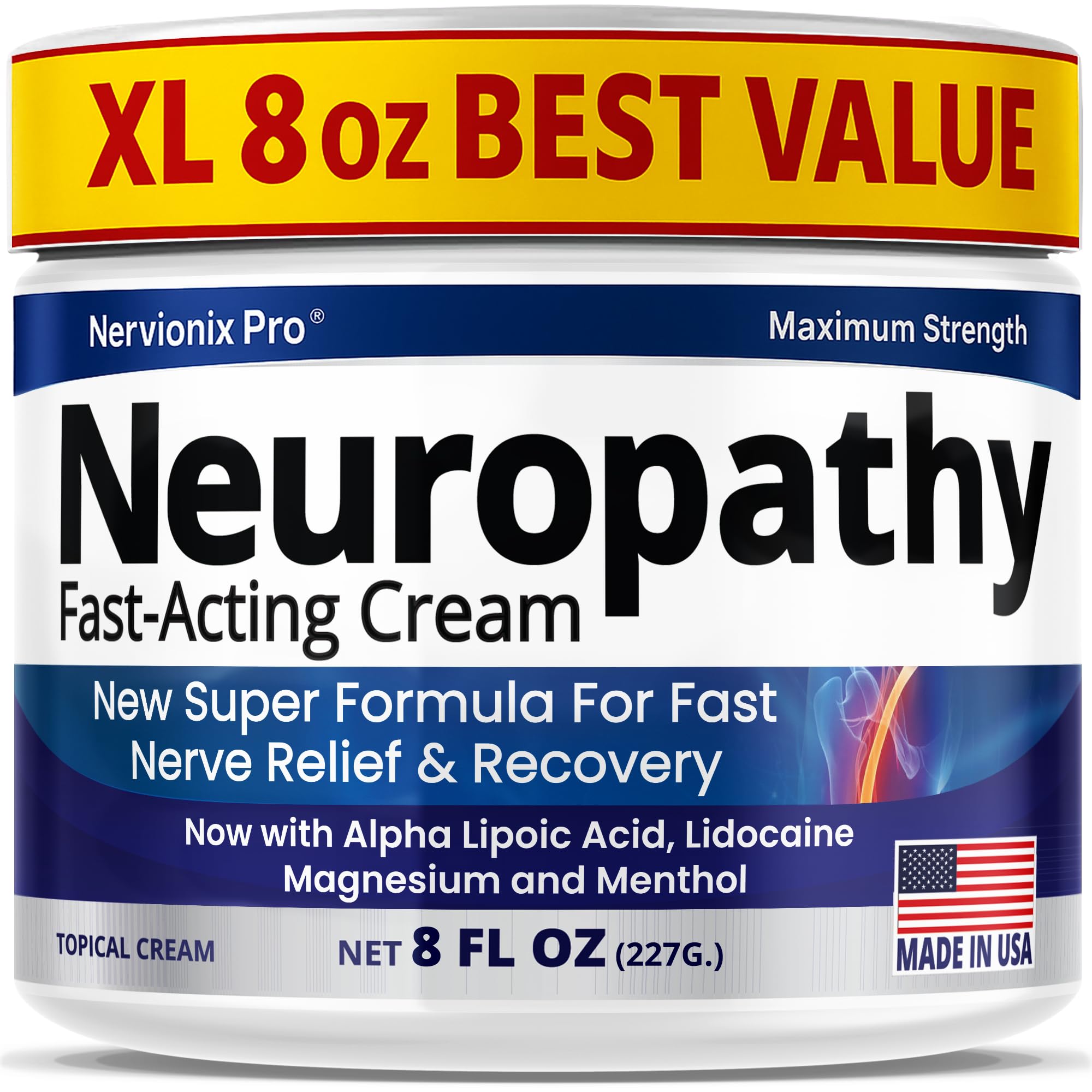 Nuturna Neuropathy Cream 8oz jar for targeted nerve relief and hydration.