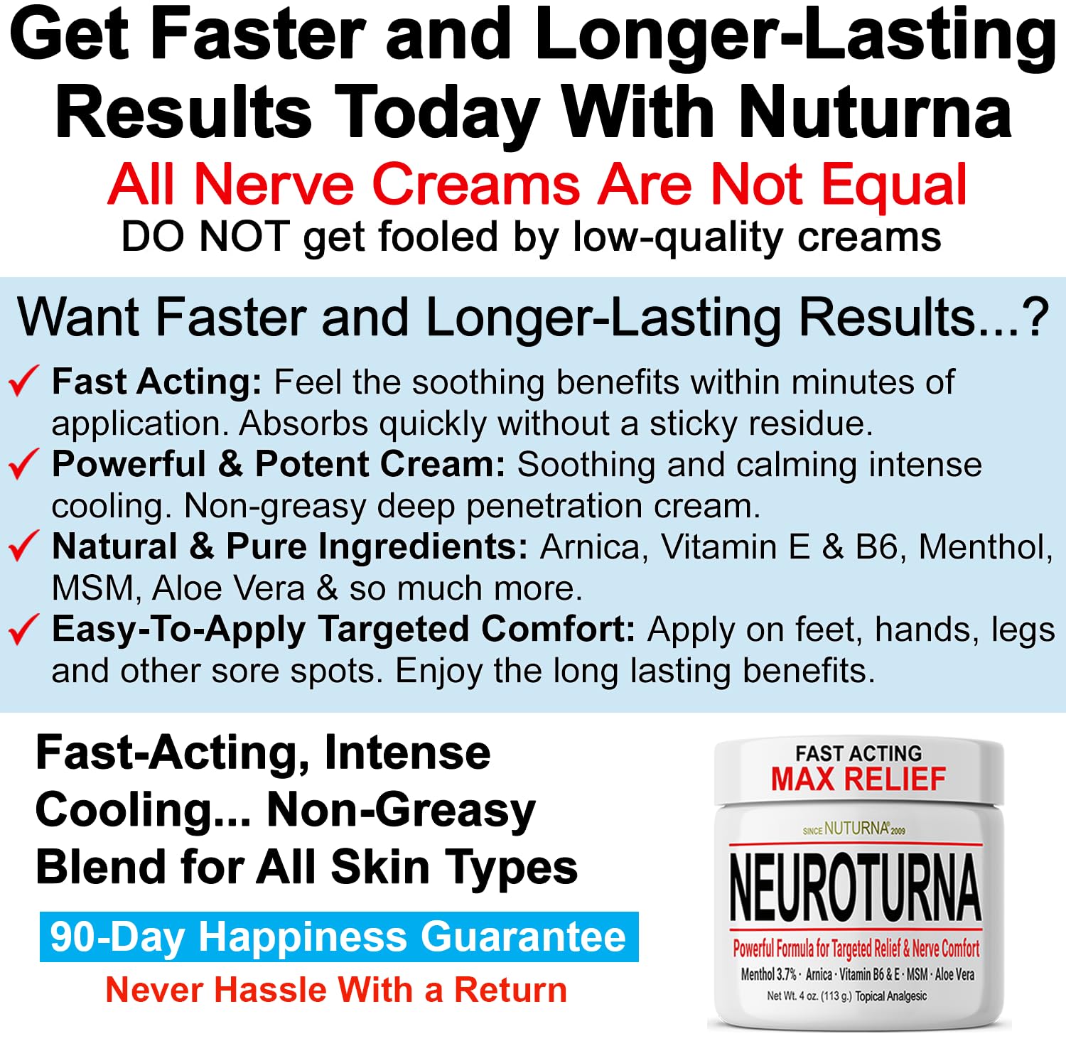Nuturna Neuropathy Cream arnica blend highlights natural soothing ingredients