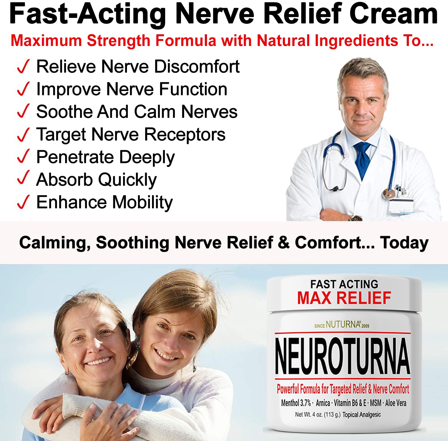 Nuturna Neuropathy Cream menthol cooling swatch showing refreshing sensation
