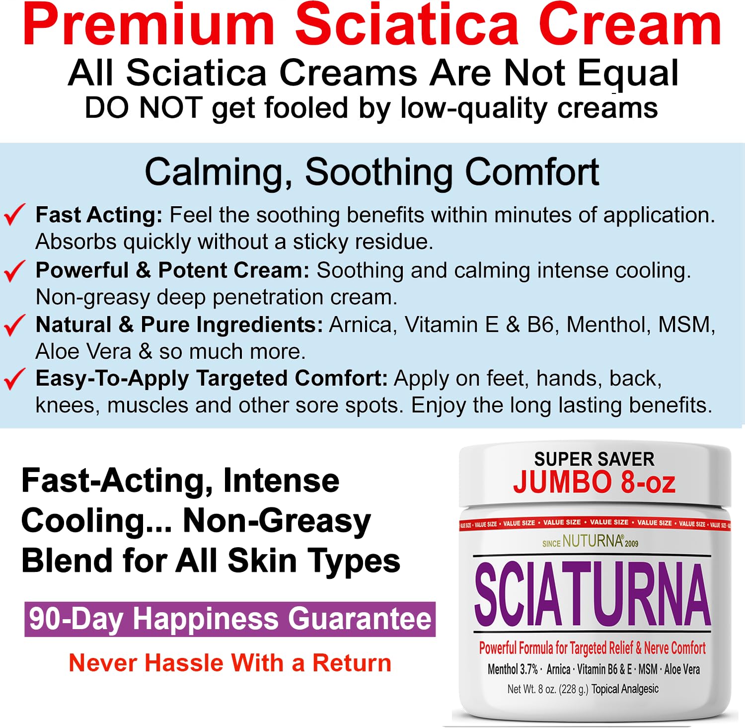 Nuturna Sciatica Nerve Cream menthol detail offering cooling sensation