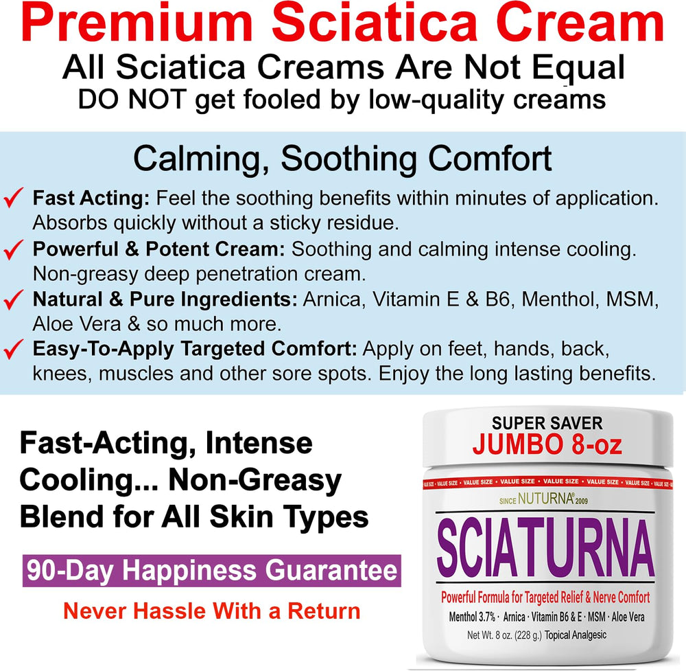 Nuturna Sciatica Nerve Cream menthol detail offering cooling sensation