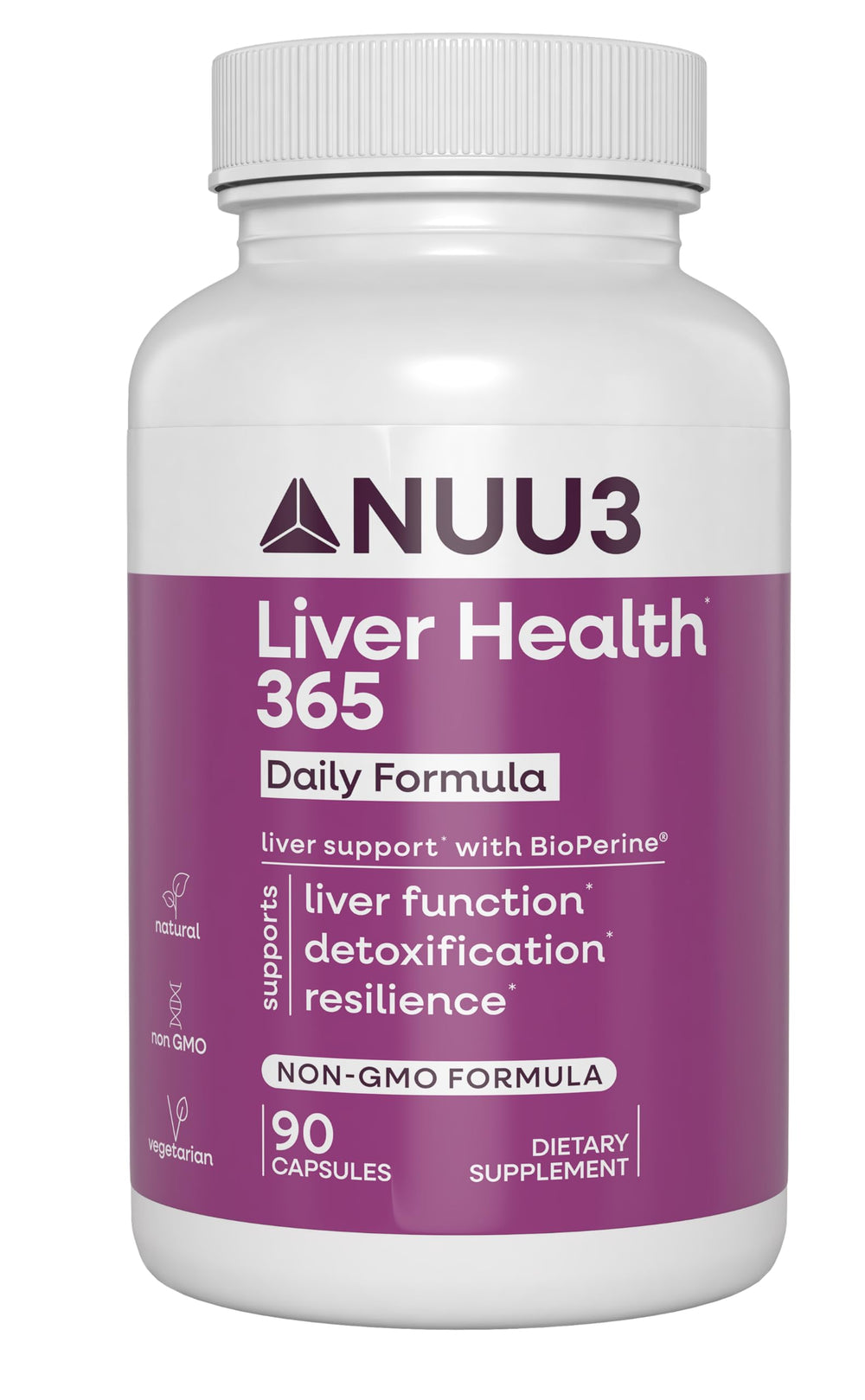 NUU3 Liver Health 365 bottle supports daily liver function.