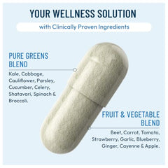 NUU3 Nature’s Superfuel scoop beside a glass, illustrating easy daily consumption.