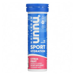 Nuun Active Citrus Fruit tablet dissolving in water for refreshing hydration.