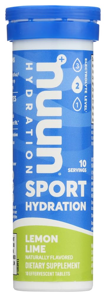 Nuun Active Lemon+Lime tablets dissolve in water for quick on-the-go hydration.