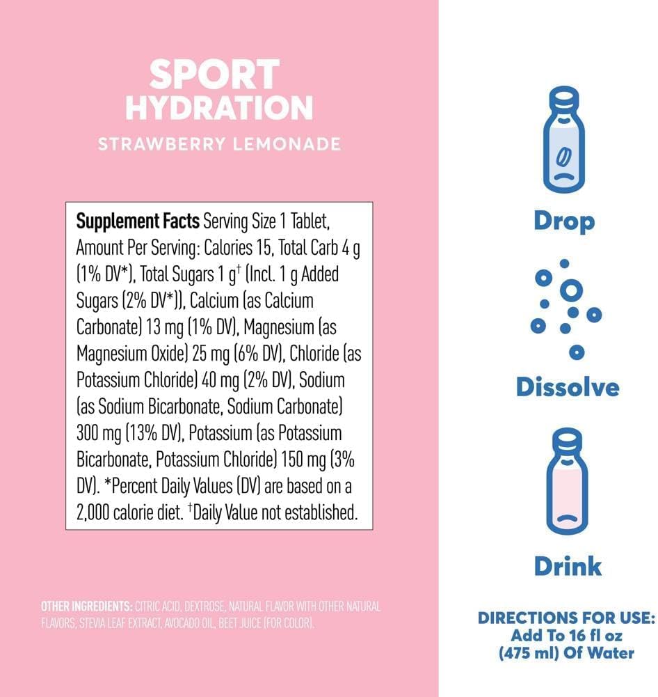 Nuun Active Strawberry Lemonade tube pack, portable hydration on the go.
