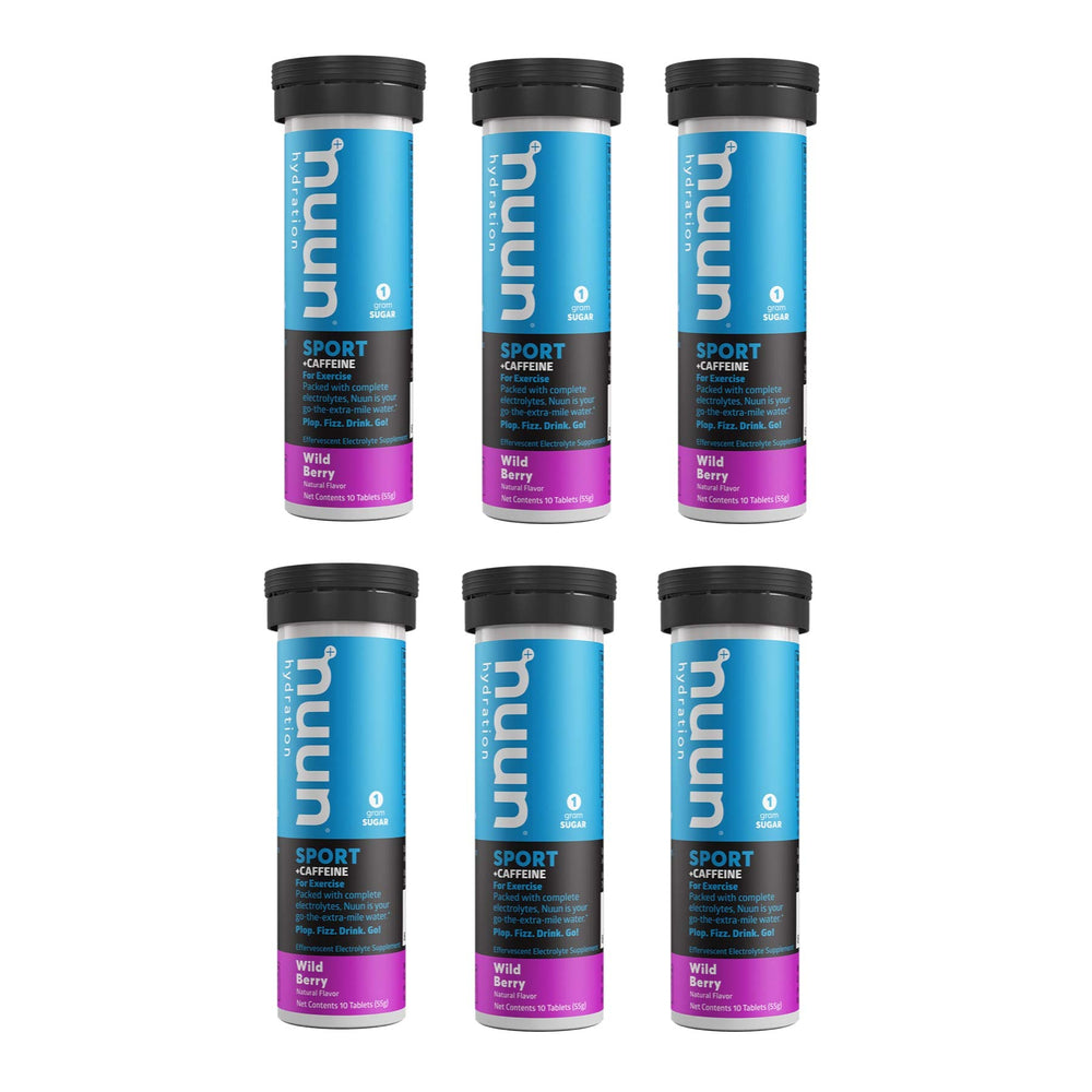 Nuun Bev Tube Energy Wild Berry packaging showing six tubes for on-the-go hydration.