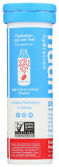 Nuun Hydration label showcases complete electrolytes and fruity flavor cue