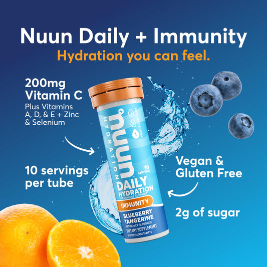 Nuun Immunity being poured into a glass for an immune drink.