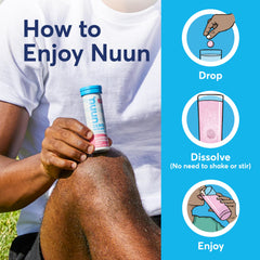 Nuun packaging close-up with 15 calories per serving detail.