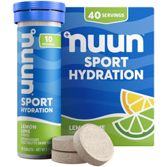 Nuun Sport Lemon Lime tablets dissolving in water for refreshing hydration