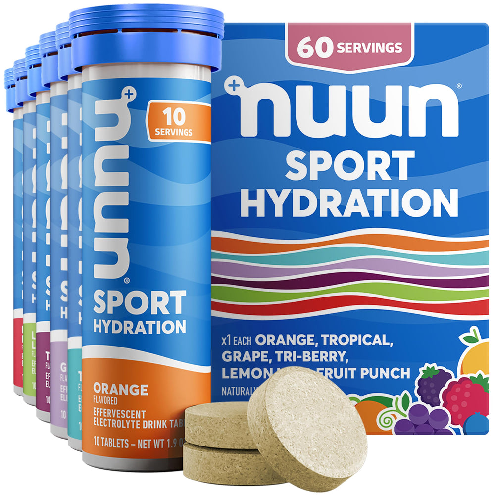 Nuun Sport tablets dissolving in a glass for quick hydration after workouts.