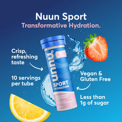Nuun Strawberry Lemonade tube packaging ready for travel and gym use