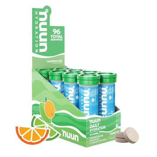 Nuun Tangerine Lime electrolyte tablet 8-count box ready for daily hydration.