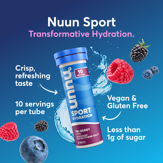 Nuun Tri Berry tube packaging for convenient on-the-go hydration