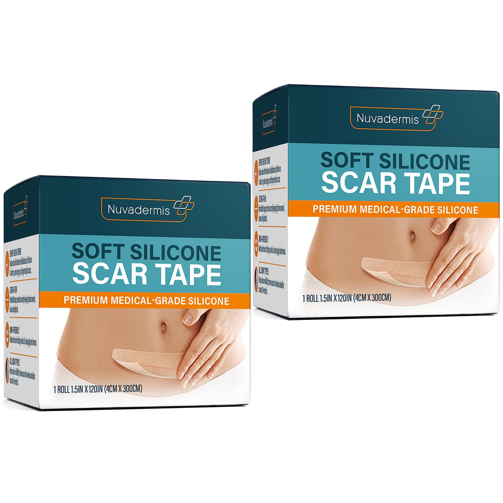 NUVADERMIS silicone scar tape roll applied on skin for scar management