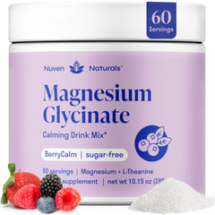 Nuven Naturals Magnesium Glycinate Powder bottle — high-absorption formula for restful sleep.