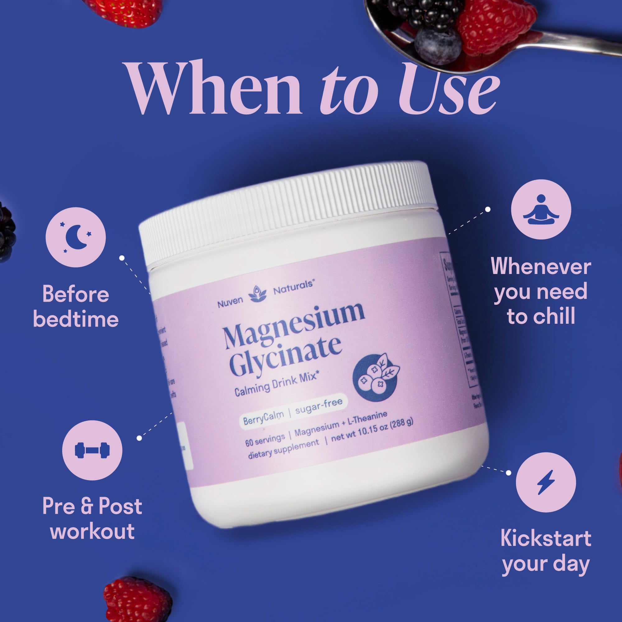Nuven Naturals nightly use bottle with glass — simple bedtime routine.