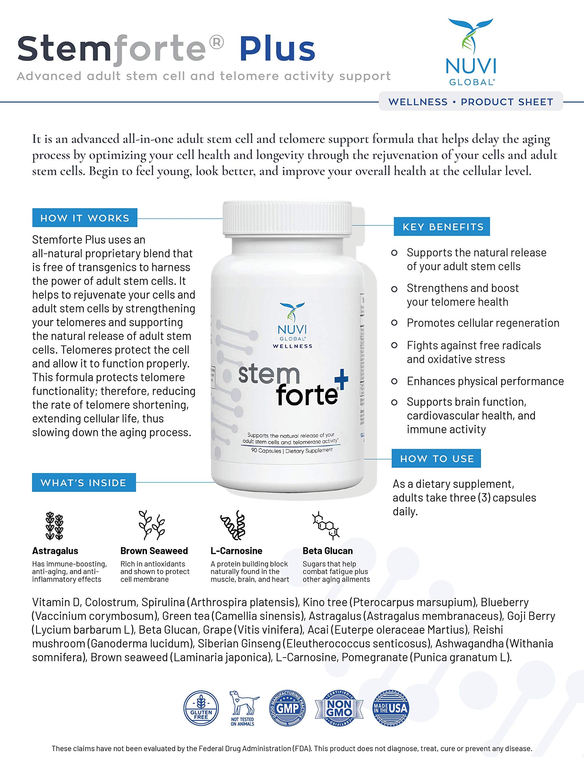 NuVi Global Stemforte Plus glass of water suggests convenient daily supplementation.