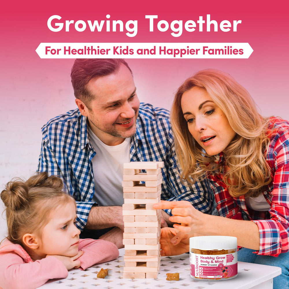 NUVIBOOST Healthy Grow gummies with water create an easy daily ritual.