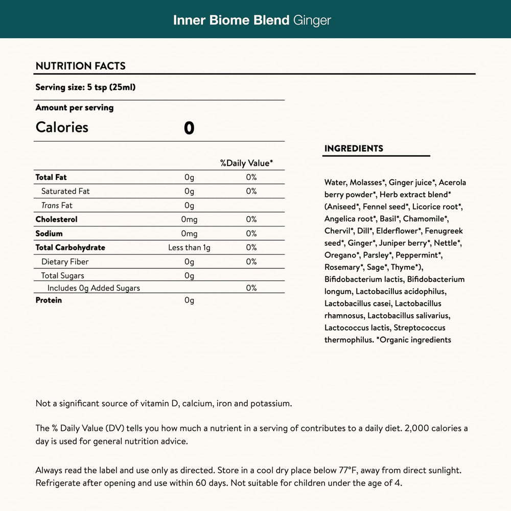 Nuzest Inner Biome Blend fermented herbs close-up highlights herbal complexity