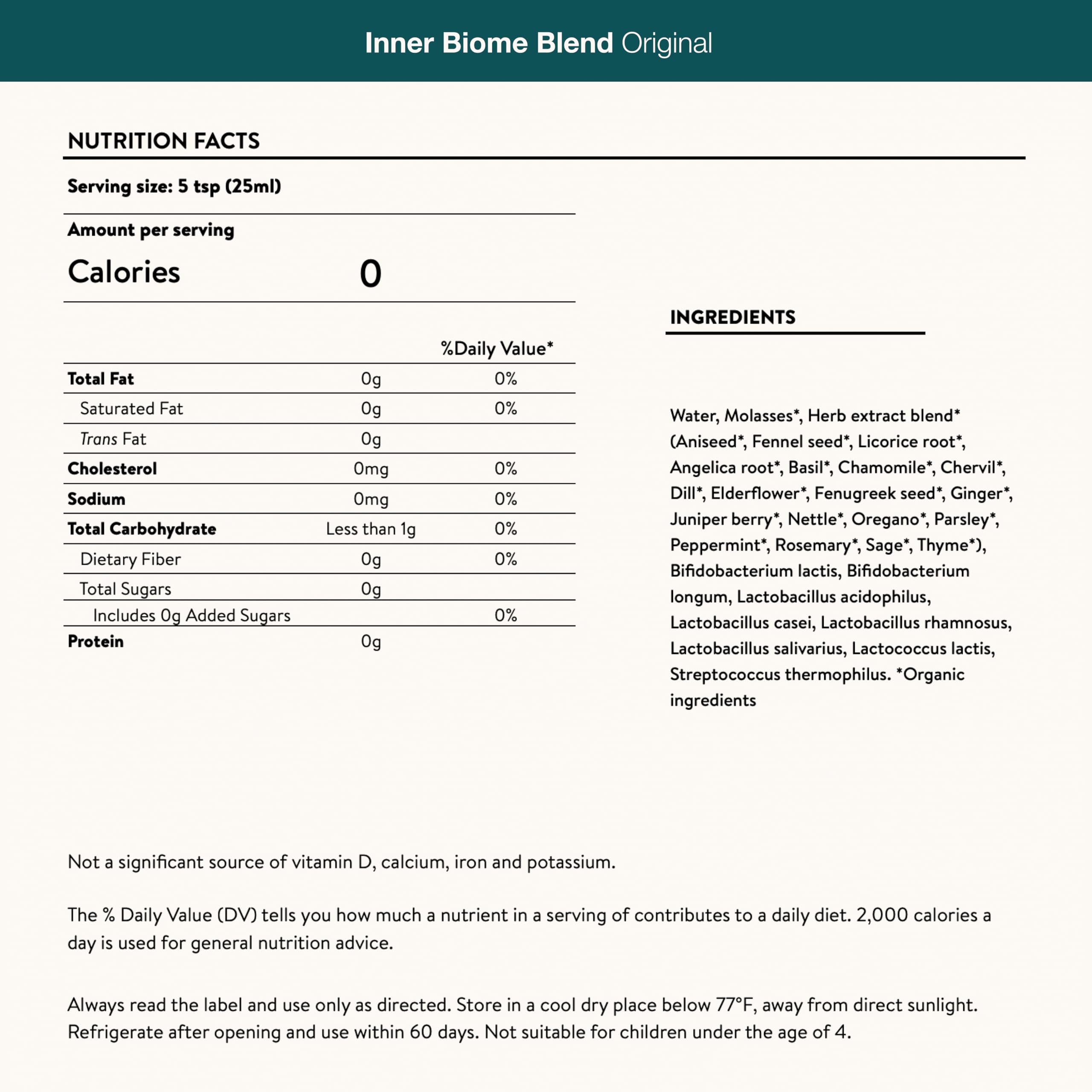 Pouring Inner Biome Blend into a glass for easy daily intake.