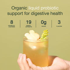 Spoon with Inner Biome Blend showing fermentation cues for gut-friendly benefits.