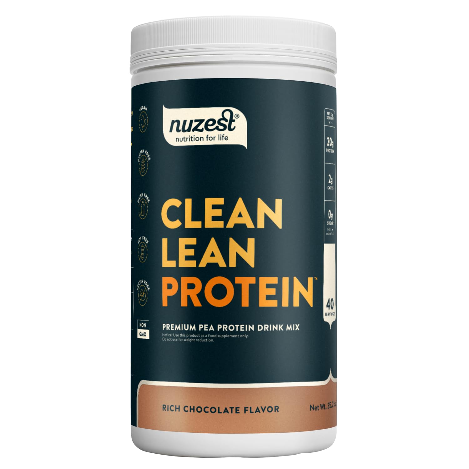 Nuzest pea protein powder bag—premium vegan protein for daily vitality.