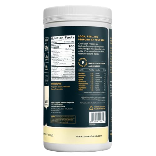 Nuzest ingredients panel highlights clean, allergen-free formula for diverse diets.