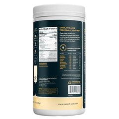 Nuzest allergen-free gluten-free label on unflavored pea protein packaging.