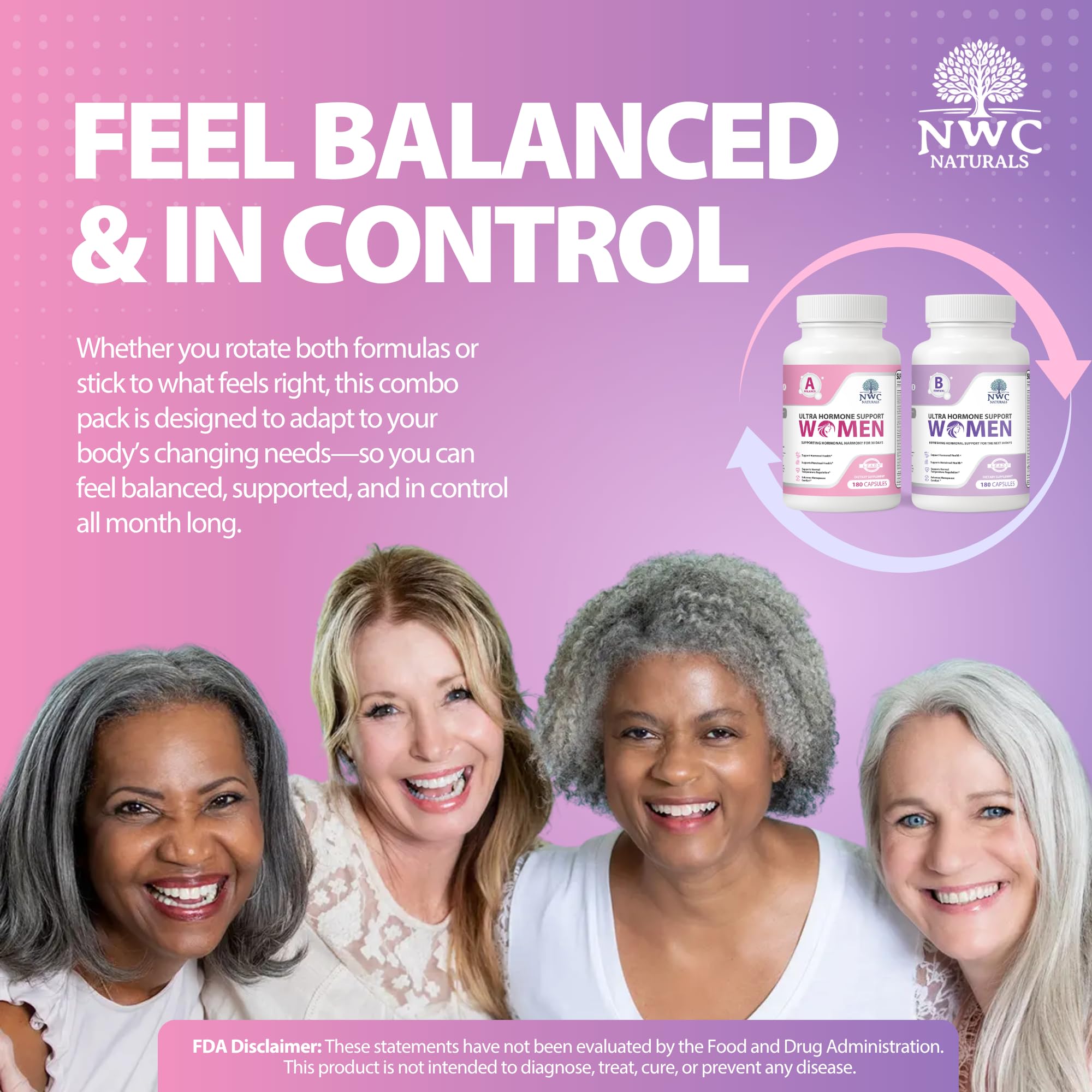 NWC Naturals Formula B capsules label highlights rotation option for balance