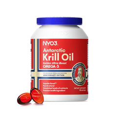 NYO3 Krill Oil softgels in bottle for convenient daily omega-3 intake