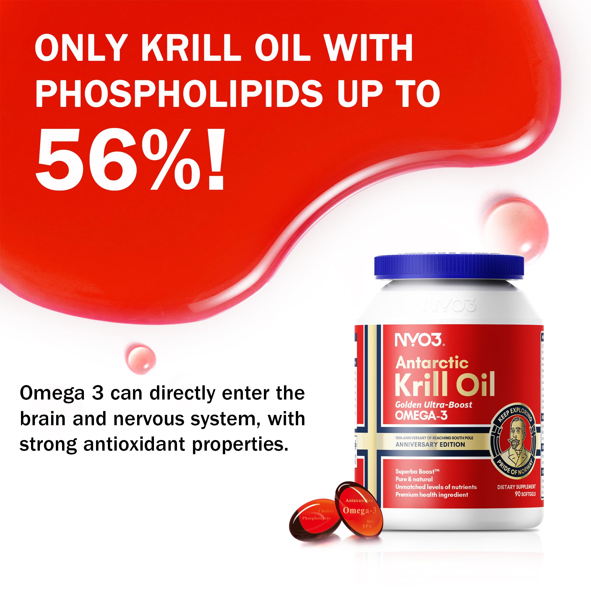 NYO3 Krill Oil graphic highlights choline addition