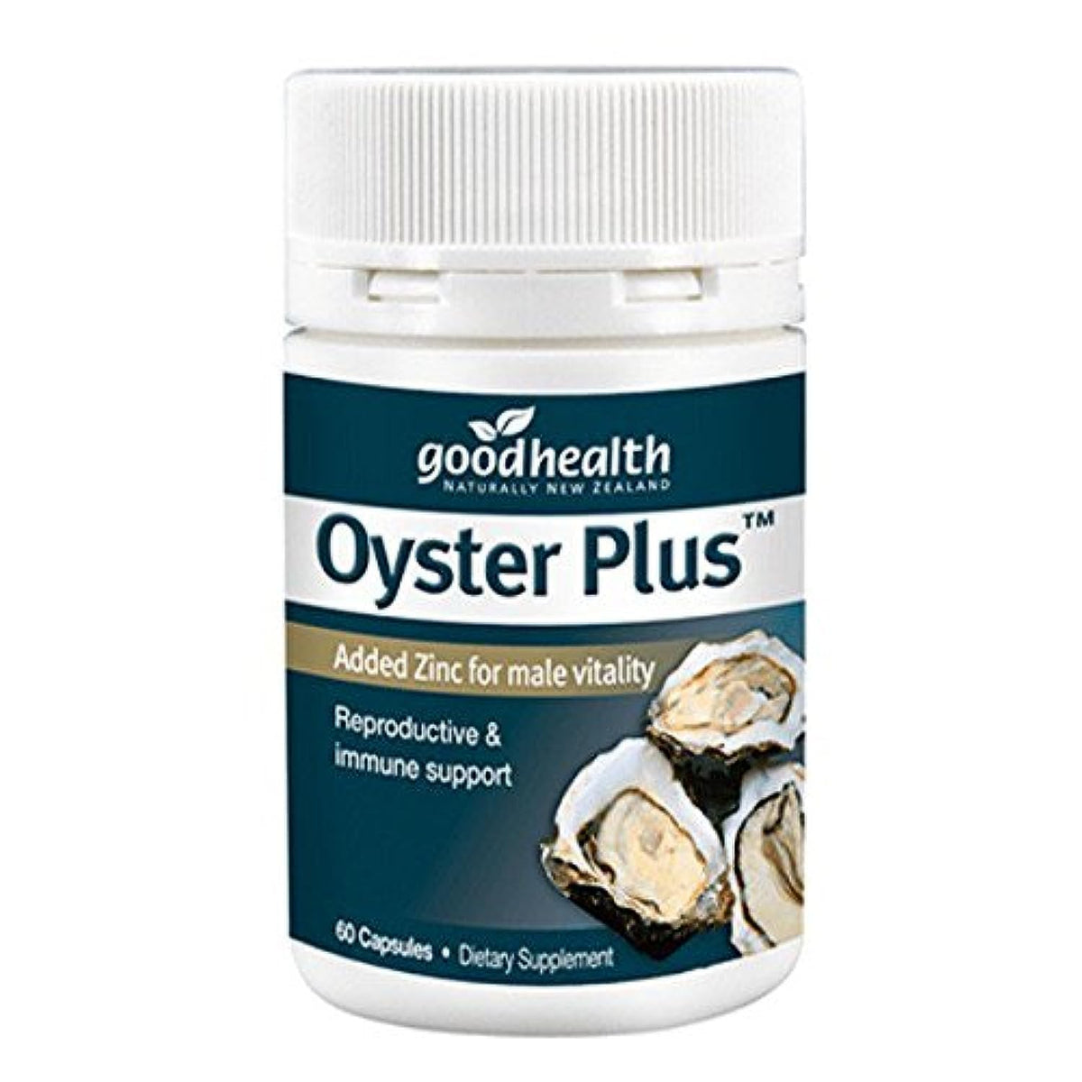 NZ Good Health Zinc Plus Oyster Extract bottle supports marine minerals and immune vitality.