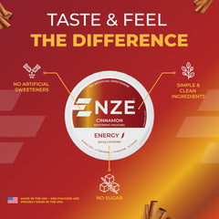 NZE Cinnamon pouch freshness seal shown to underscore product integrity