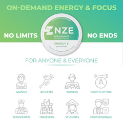 NZE Caffeine Nootropic Pouches front 5-pack showcases convenient energy.