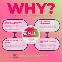 NZE Caffeine Nootropic Pouches usa-manufactured-seal conveys strict quality standards.