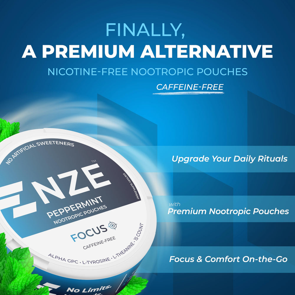 NZE Focus peppermint can back highlights no sugar or artificial sweeteners