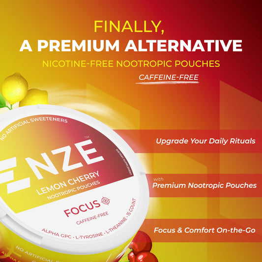 NZE lemon cherry pouch closeup shows fast absorption and on-the-go use.