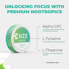 NZE spearmint pouch in mouth demonstrating quick absorption.