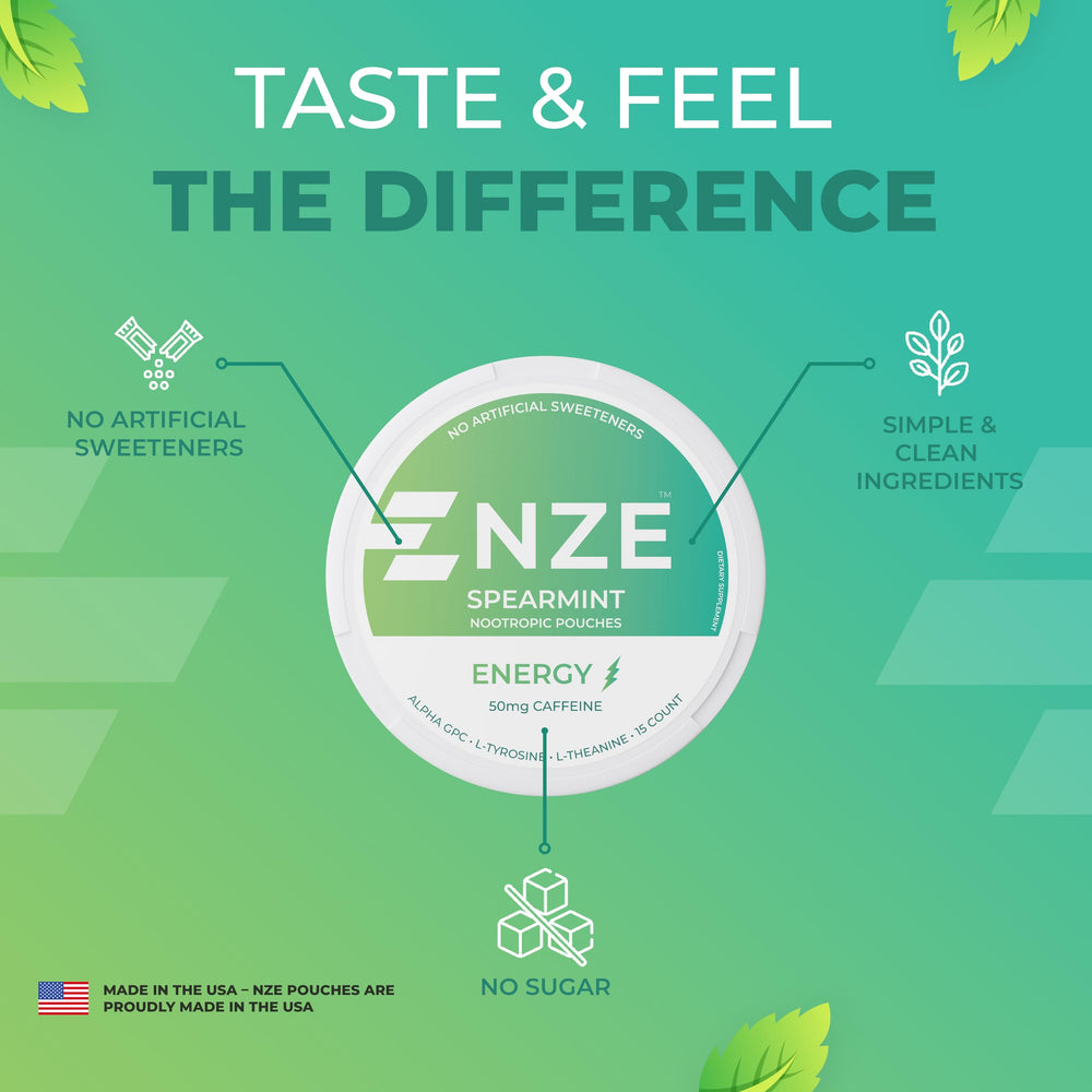 NZE Spearmint pouch open reveals clean, convenient delivery.