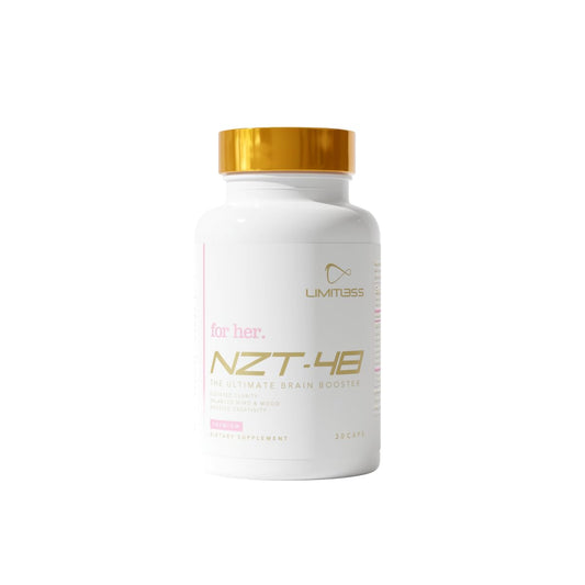 NZT-48 Premium Brain Booster for Her bottle on a desk supports focused work.
