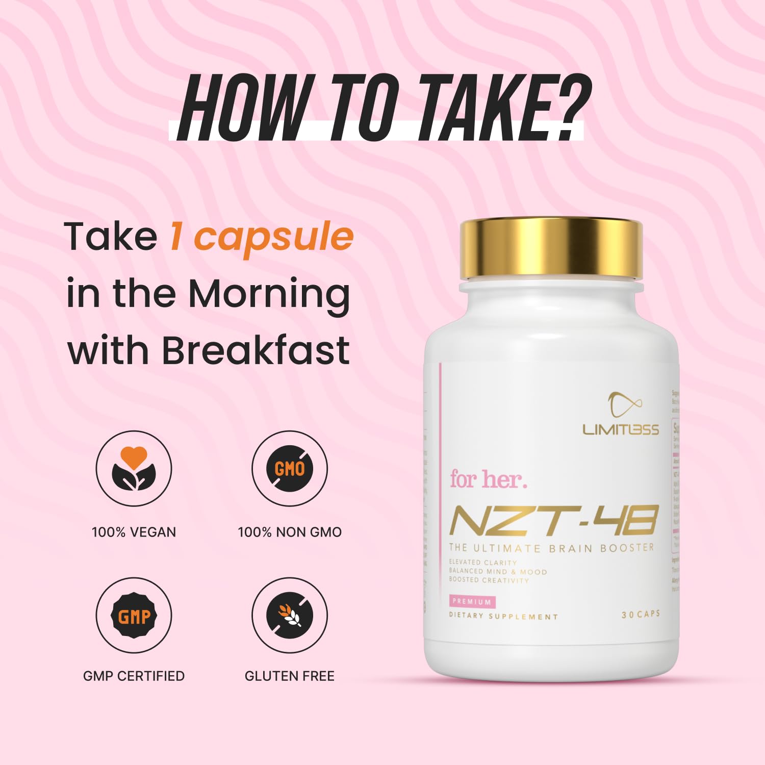 NZT-48 Premium Brain Booster for Her woman at desk concentrating during work.