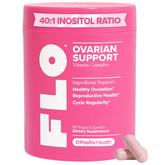 O Positiv FLO bottle front promotes hormone balance and cycle awareness.
